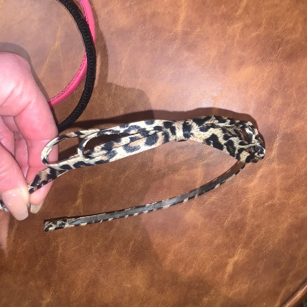 Set of three headband fabric designs: animal print with bow pink black